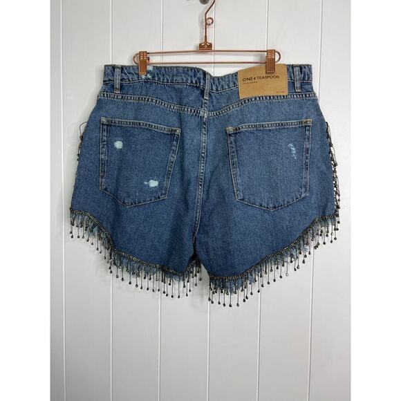Anthropologie One Teaspoon Razzle Dazzle Truckers Mid Waist Relaxed Shorts NWT - Picture 10 of 12